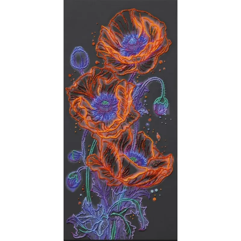 Hauptperlenstickset "Neon-Mohn" 26 x 53 cm AAB-982