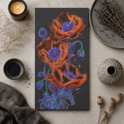 Main Bead Embroidery Kit "Neon poppies" 26 x 53 cm AAB-982