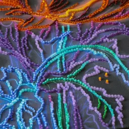 Main Bead Embroidery Kit "Neon poppies" 26 x 53 cm AAB-982