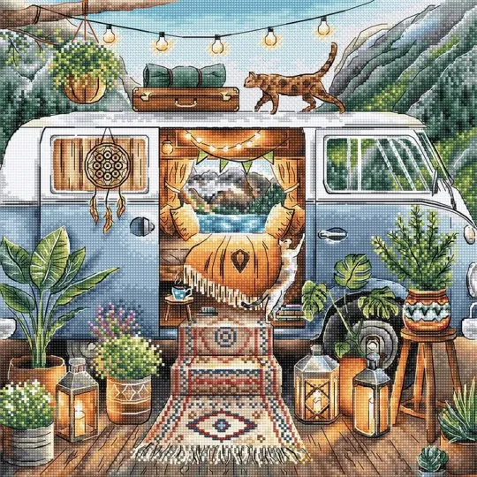 Cross-Stitch kit "Home is Where We Park It" 28.57 × 28.57 cm AVA-P017