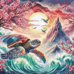 Cross stitch kit "The Turtle of the Rising Sun" 27.94 × 27.94 AVA-P056