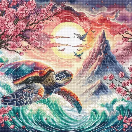 Cross stitch kit "The Turtle of the Rising Sun" 27.94 × 27.94 AVA-P056