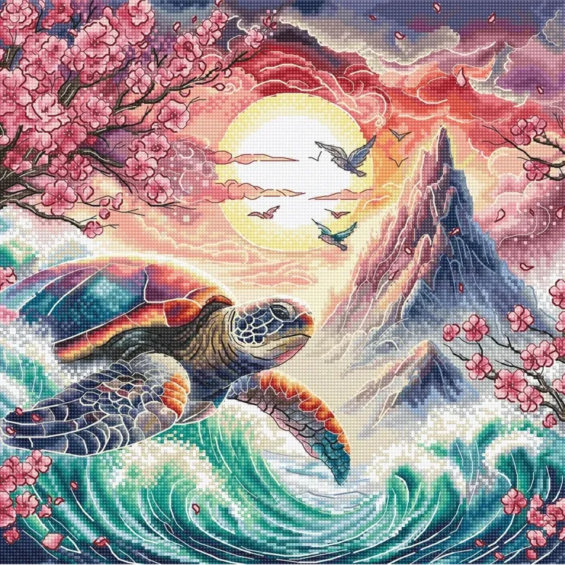 Cross stitch kit "The Turtle of the Rising Sun" 27.94 × 27.94 AVA-P056