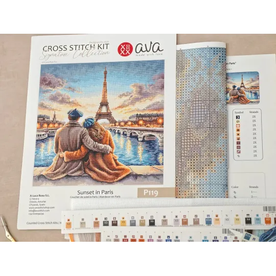 Cross stitch kit "Sunset in Paris" 28.57 × 28.57 cm AVA-P119
