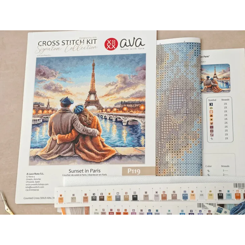 Cross stitch kit "Sunset in Paris" 28.57 × 28.57 cm AVA-P119
