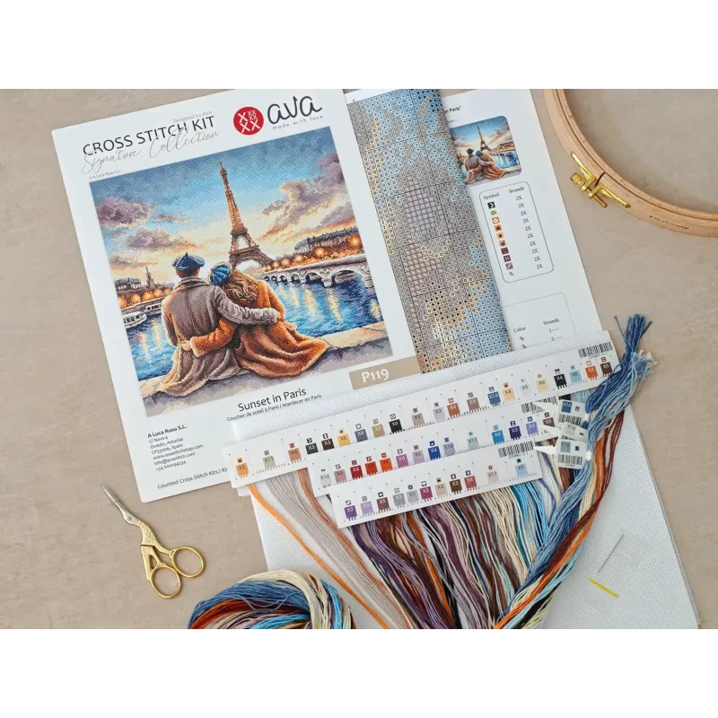 Cross stitch kit "Sunset in Paris" 28.57 × 28.57 cm AVA-P119