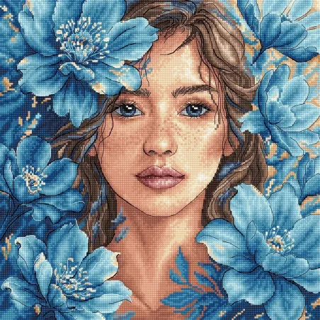 Cross stitch kit "Blue Gaze" 26.99 × 26.99 cm AVA-P125