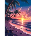 Peinture Diamant avec sous-cadre Coucher de soleil sur la mer 30x40 cm VA833