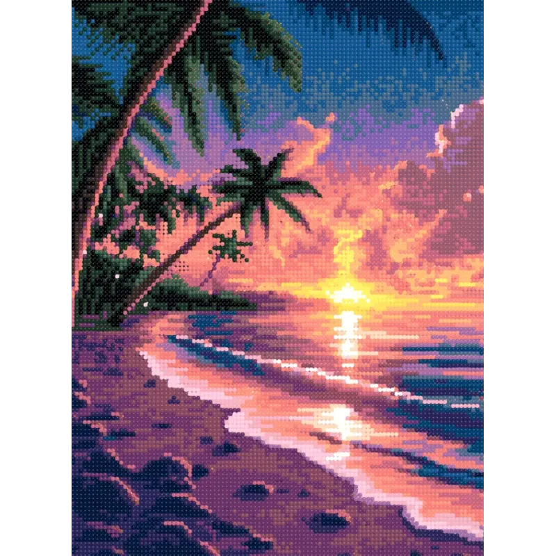 Diamantmalerei mit Keilrahmen Sonnenuntergang am Meer 30x40 cm VA833