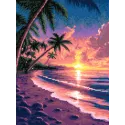 Peinture Diamant avec sous-cadre Coucher de soleil sur la mer 30x40 cm VA833
