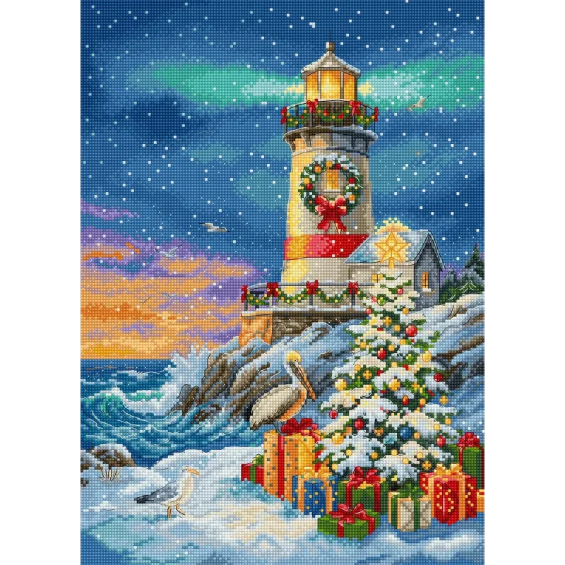 Kreuzstich-Set "Weihnachtsleuchtturm" 23 x 32 cm SLETIL9993