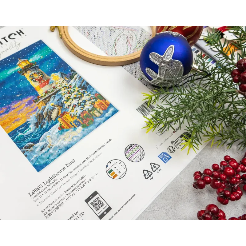 Cross stitch kit "Lighthouse Noel" 23 x 32 cm SLETIL9993