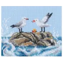 Cross-stitch kit "Seagulls on rock" 12,5 x 11 cm RTOM1106