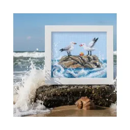 Cross-stitch kit "Seagulls on rock" 12,5 x 11 cm RTOM1106