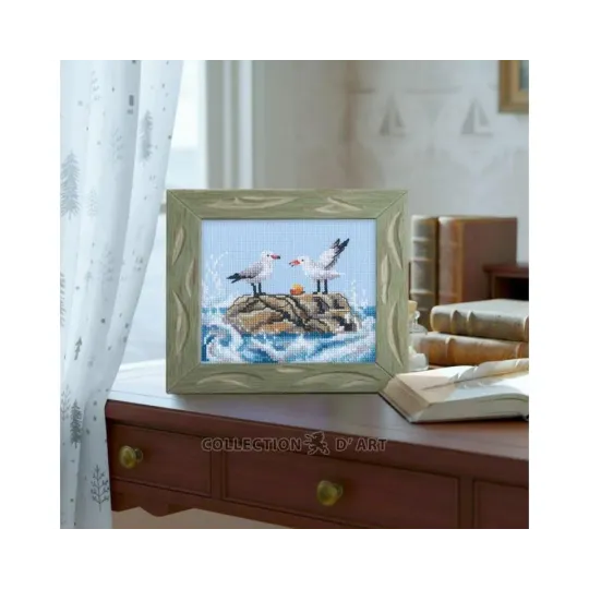 Набор для вышивания крестом "Чайки на скале" 12,5 x 11 см RTOM1106
