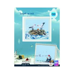Cross-stitch kit "Seagulls on rock" 12,5 x 11 cm RTOM1106