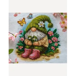 Cross stitch kit "Blossom Gnome" 20x20 cm SRA1042
