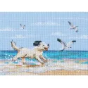 Cross-stitch kits "Dog running on beach" 13x8,5 cm RTOM1108