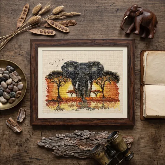 Kit de point de croix "Maître de la Savane" 24 x 17 cm AAH-340