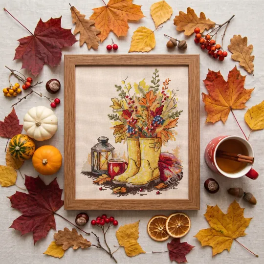Kit de point de croix "Comme la pluie tombe" 21 x 25 cm AAH-338