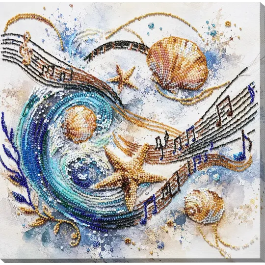 Pagrindinis karoliukų siuvinėjimo rinkinys "Jūros sonata" 25 x 25 cm AAB-992