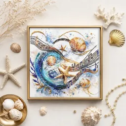 Pagrindinis karoliukų siuvinėjimo rinkinys "Jūros sonata" 25 x 25 cm AAB-992