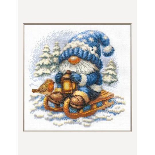 Cross stitch kit "Snowy Gnome" 20x20 cm SRA1045
