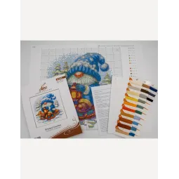 Cross stitch kit "Snowy Gnome" 20x20 cm SRA1045
