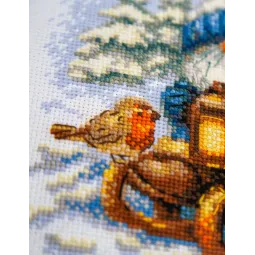 Cross stitch kit "Snowy Gnome" 20x20 cm SRA1045