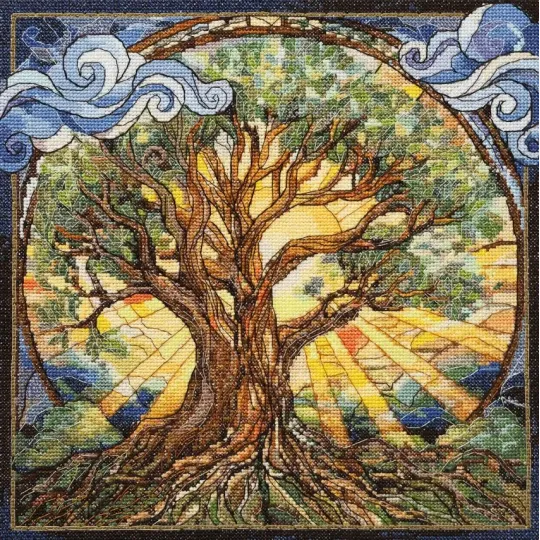 Kit de point de croix "Arbre éternel" 28 x 28 cm AAH-333