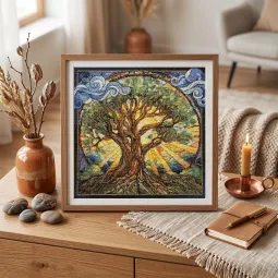 Kit de point de croix "Arbre éternel" 28 x 28 cm AAH-333