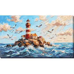 Pagrindinis karoliukų siuvinėjimo rinkinys "Švyturys virš bangų" 20 х 36 cm AAB-989