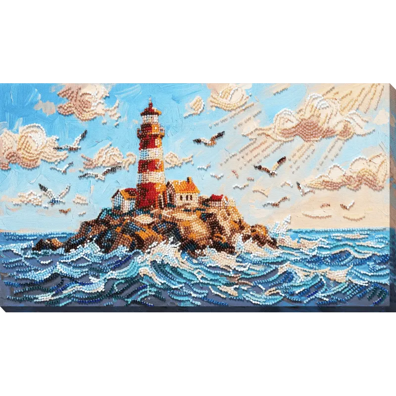 Main Bead Embroidery Kit "Lighthouse Above the Waves" 20 х 36 cm AAB-989