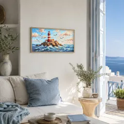 Pagrindinis karoliukų siuvinėjimo rinkinys "Švyturys virš bangų" 20 х 36 cm AAB-989