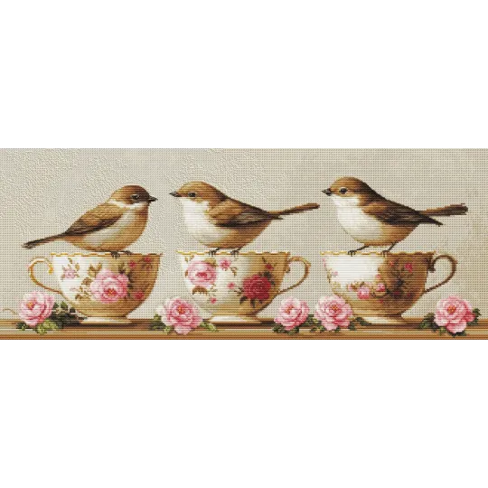 Kit point de croix "Trois jolis oiseaux" 52x21cm SBU5092