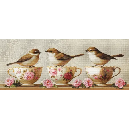 Kit point de croix "Trois jolis oiseaux" 52x21cm SBU5092