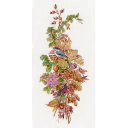 Siuvinėjimo kryželiu rinkinys "Rudens uogos (pagal Olgos Ionaitis paveikslą)" 19×44 cm S1720