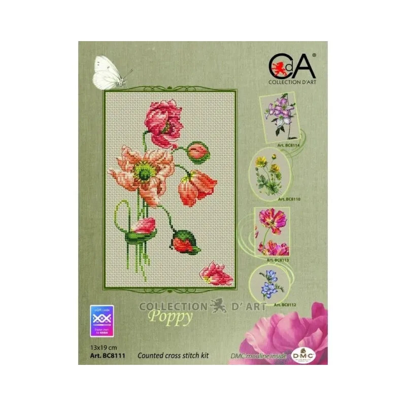 Zählstickset "Mohn" 13 x 19 cm CDABC8111