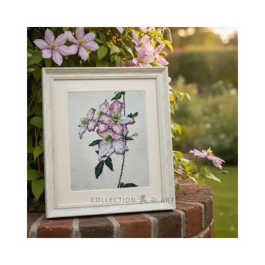 Gezählter Kreuzstich-Kit "Clematis" 14,5 x 21 cm CDABC8114