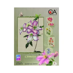 Gezählter Kreuzstich-Kit "Clematis" 14,5 x 21 cm CDABC8114