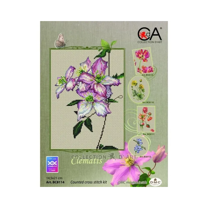 Gezählter Kreuzstich-Kit "Clematis" 14,5 x 21 cm CDABC8114