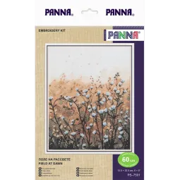 Kit de point de croix PANNA "Champ à l'aube" 15,5 x 20,5 cm PPS-7501