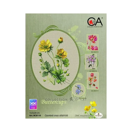 Kit de point de croix compté "Boutons d'or" 13.5 x 20 cm CDABC8110