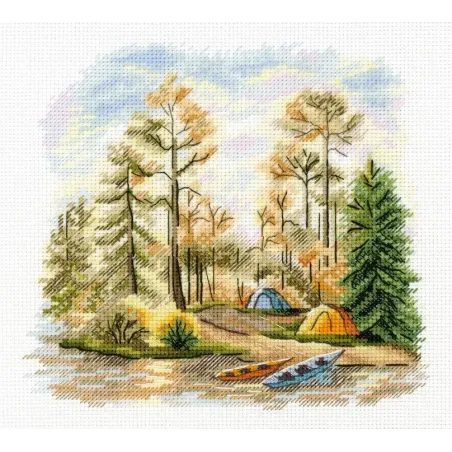 Kryželiu siuvinėjimo rinkinys "Pušyne" 15x16 cm SNV-954