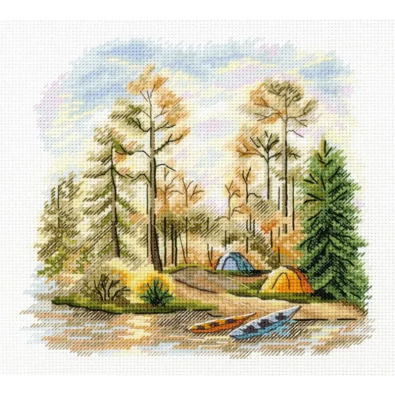 Kit point de croix "Dans la forêt de pins" 15x16 cm SNV-954