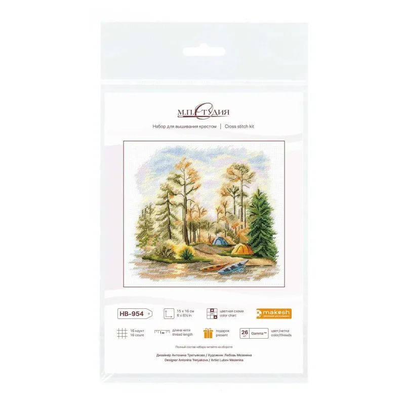 Cross stitch kit "In the pine forest" 15x16 cm SNV-954