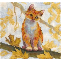 Siuvinėjimo kryželiu rinkinys "Purus imbierinis katinas" 19x19 cm SNV-908