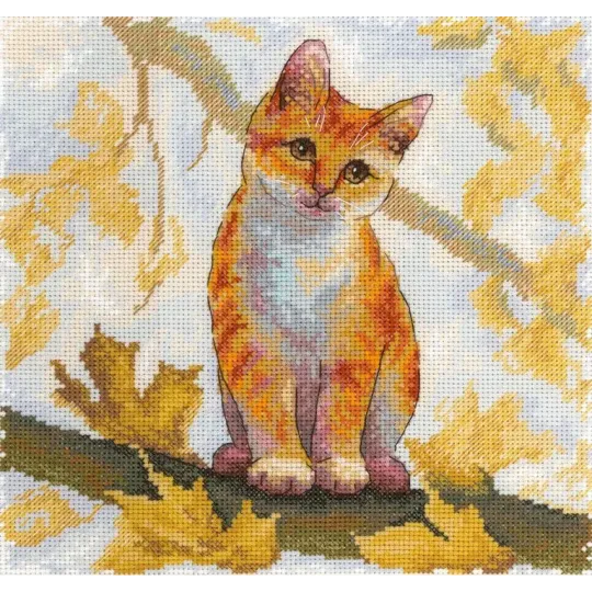 Kit point de croix "Chat roux" 19x19 cm SNV-908