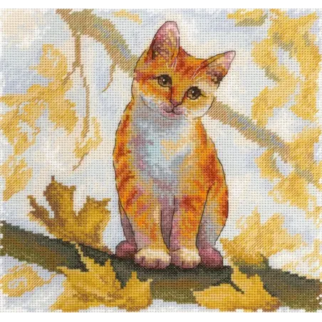 Siuvinėjimo kryželiu rinkinys "Purus imbierinis katinas" 19x19 cm SNV-908