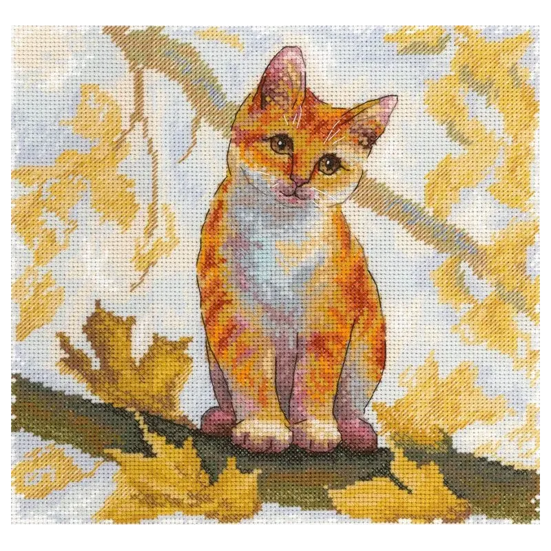 Kit point de croix "Chat roux" 19x19 cm SNV-908
